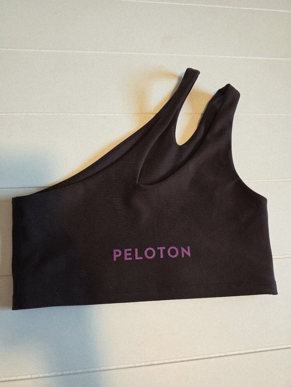 Peloton Chocolate One Shoulder Sports Bra with Purple Logo Womens Small - Picture 5 of 5